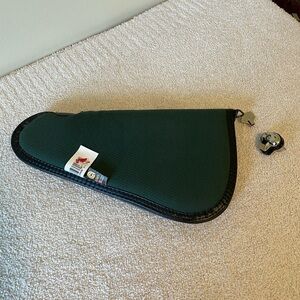 Allen Green Soft Handgun Case Model 73 Size 13 with DAC Gunmaster Trigger Lock